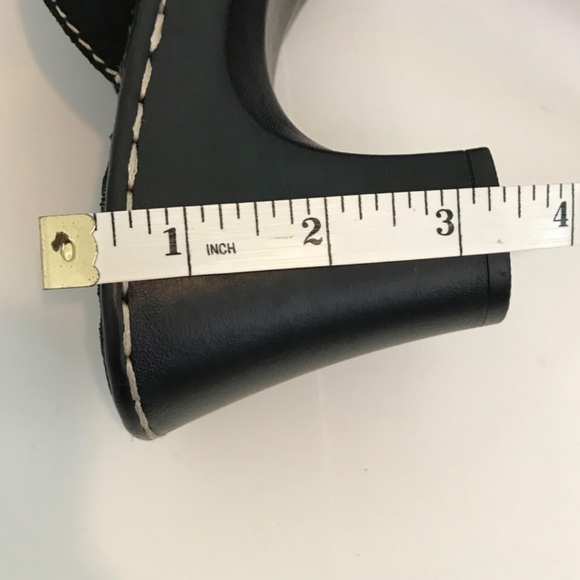 NICOLE Platform Mule Clogs Leather Black Slip On Heeled Clogs Markie Size 8 - Picture 15 of 16